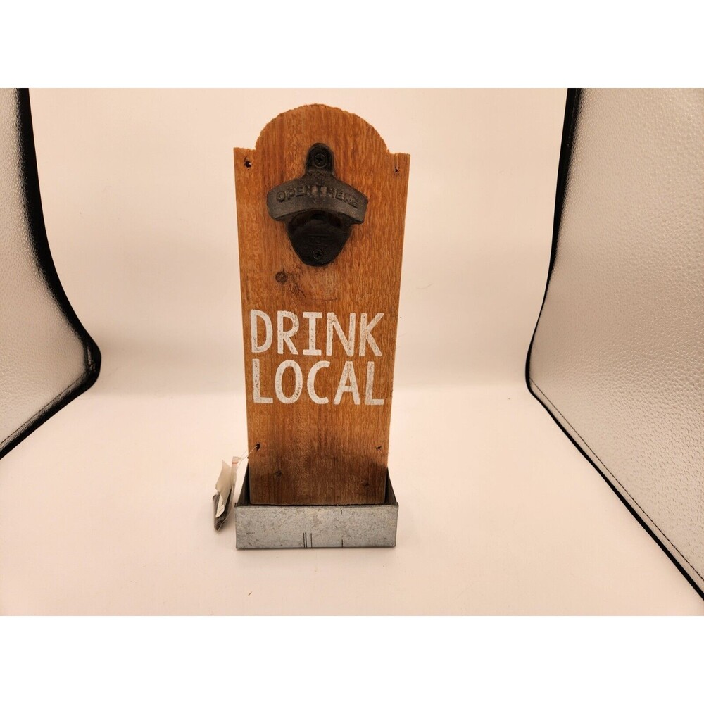MudPie Wall Plaque "Drink Local" Bottle Opener New With Tag And Screws